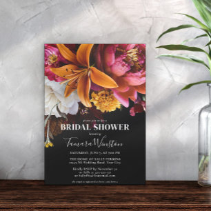 Elegant, dunkelrosa, gelb-gelbe Blumenbridal Einladung