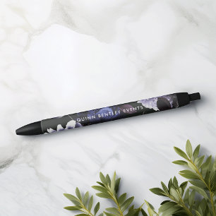 Elegant dunkelviolette florale Personalisierung Kugelschreiber