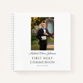 Elegant Dust Blue First Communion Gästebuch Notizbuch