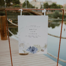 Elegant Dusty Beach Wedding Willkommenszeichen