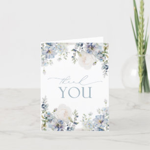Elégant Dusty Bleu Floral Carte de remerciements d