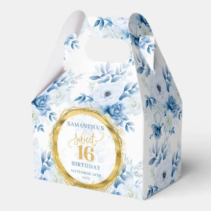 Elegant Dusty Blue 16 . Geburtstag Gold Glitzer Bo Geschenkschachtel