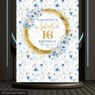 Elegant Dusty Blue 16 . Geburtstag Gold Glitzer Wandteppich