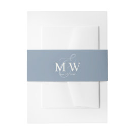 Elegant Dusty Blue Ampersand Monogram Wedding Einladungsbanderole