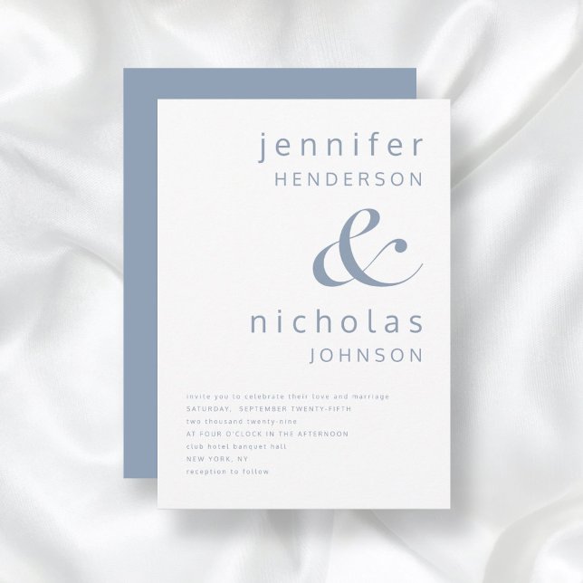 Elegant Dusty Blue Ampersand Wedding Einladung (Von Creator hochgeladen)