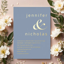 Elegant Dusty Blue Ampersand Wedding Gold