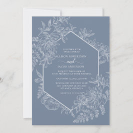 Elegant Dusty Blue and White Floral Wedding Einladung
