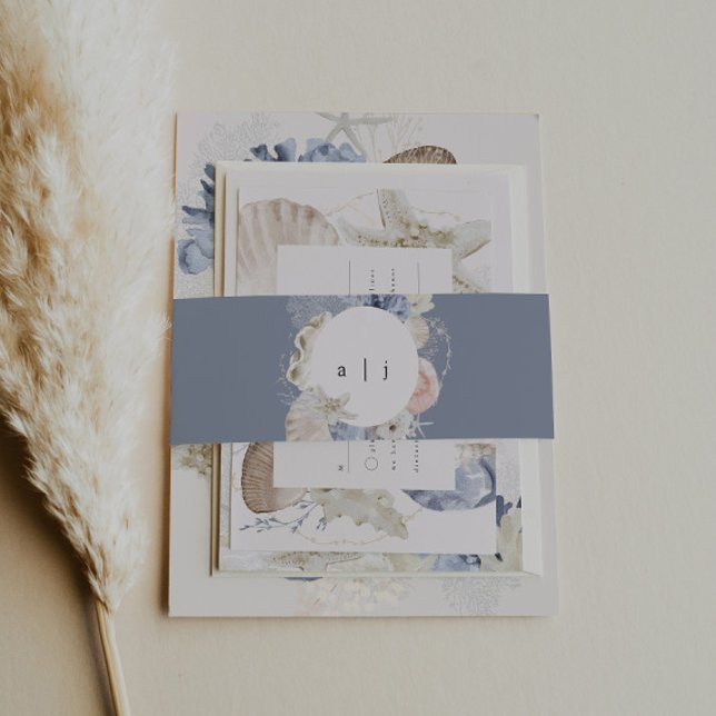 Elegant Dusty Blue Beach Wedding Einladungsbanderole (Von Creator hochgeladen)