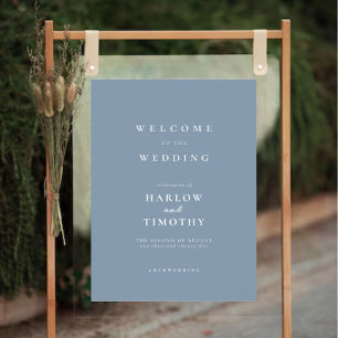 Elegant Dusty Blue Begrüßungsschild Poster