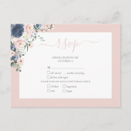 Elegant Dusty Blue Blush Lace Script UAWG Einladungspostkarte