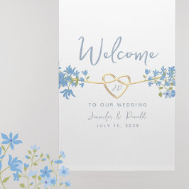 Elegant Dusty Blue Botanical Wedding Welcome Poster