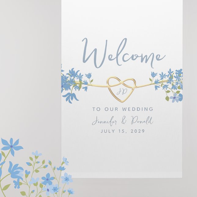 Elegant Dusty Blue Botanical Wedding Welcome Poster (Von Creator hochgeladen)