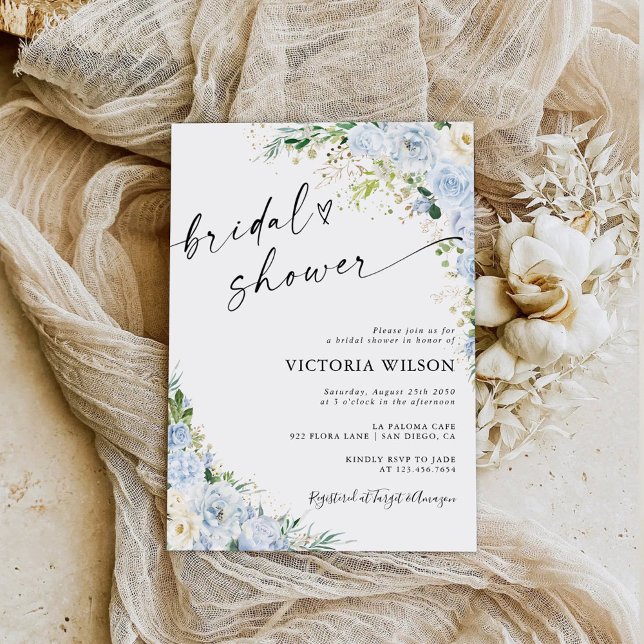 Elegant Dusty Blue Bridal Shower Invitation (Créateur téléchargé)