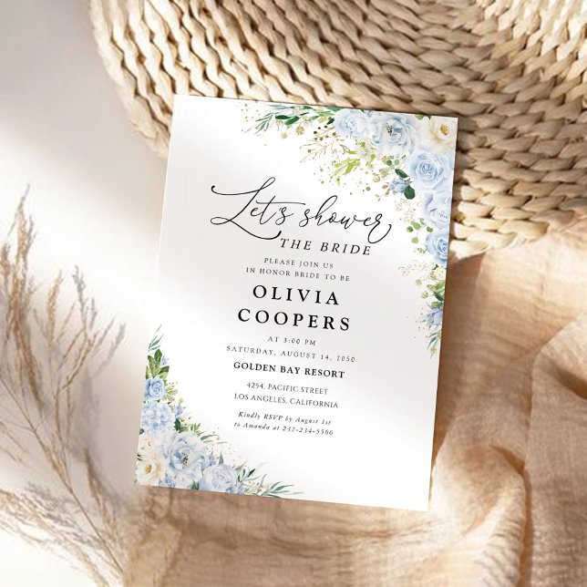 Elegant Dusty Blue Bridal Shower Invitation (Créateur téléchargé)