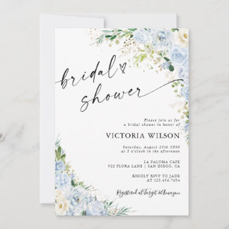 Elegant Dusty Blue Bridal Shower Invitation Einladung