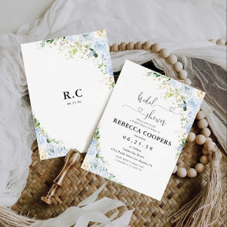 Elegant Dusty Blue Bridal Shower Invitation Einladung