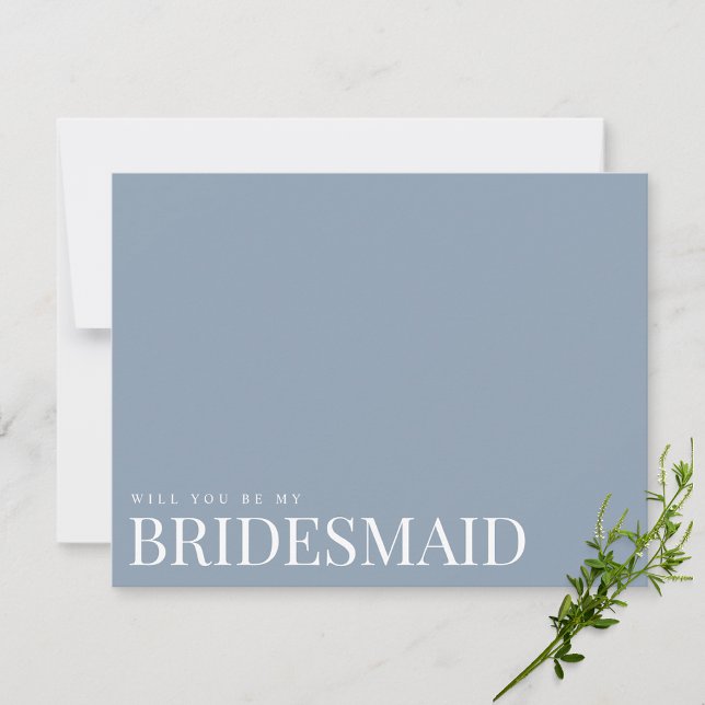 Elegant Dusty Blue Bridesmaid Vorschlagskarte Save The Date (Von Creator hochgeladen)