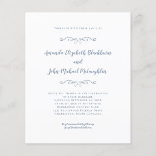 Elegant Dusty Blue Budget Chic Hochzeitseinladung