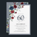 Elegant Dusty Blue & Burgundy Floral 60. Geburtsta Einladung<br><div class="desc">Grüß deinen 60. Geburtstag mit diesem herrlichen Elegant Dusty Blue & Burgundy Floral Script 60. Geburtstag! Mit einem exquisiten Bouquet aus staubblauen und bordeauxfarbenen Blume und botanischem Grün ist diese luxuriöse Karte ein Set für Ihre Feier. Die elegante Kalligrafie mit Schreibschrift bietet Eleganz und Modernität, wenn Sie die Details Ihres...</div>