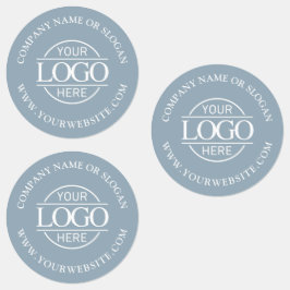 Elegant Dusty Blue Business Logo Promotional Etiketten