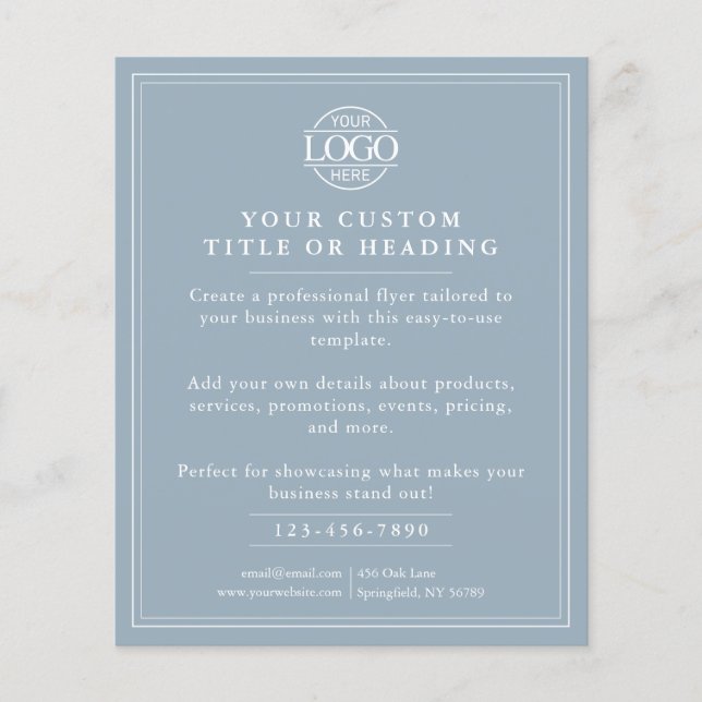 Elegant Dusty Blue Business Logo Werbung Flyer (Vorne)