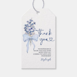 Elegant Dusty Blue Calla Lily Ribbon Bow Favor Tag Geschenkanhänger