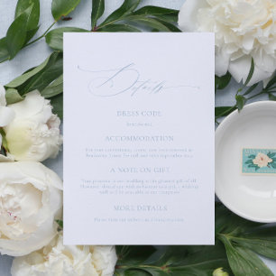 Elégant Dusty Blue Calligraphy Mariage carte détai