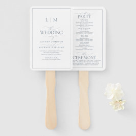 Elegant Dusty Blue Calligraphy Monogram Program Fächer