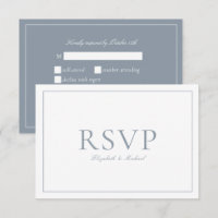 Elegant Dusty Blue Calligraphy Script Wedding RSVP