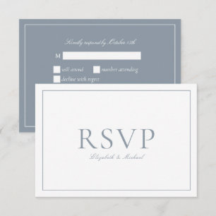 Elegant Dusty Blue Calligraphy Script Wedding RSVP Karte