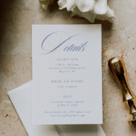 Elegant Dusty Blue Calligraphy Wedding Details Begleitkarte
