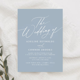 Elegant Dusty Blue Calligraphy Wedding Einladung