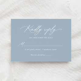 Elegant Dusty Blue Calligraphy Wedding RSVP Karte