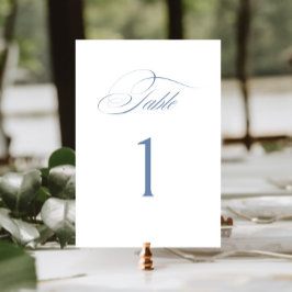 Elegant Dusty Blue Calligraphy Wedding Tischnummer
