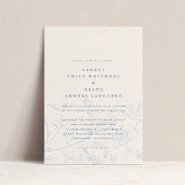 Elegant Dusty Blue Chinoiserie Blumenzwiebelblume Einladung
