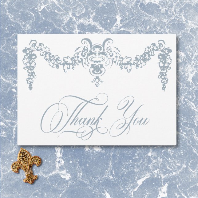 Elegant Dusty Blue Chinoiserie Cherub Wedding Dankeskarte (Elegant Dusty Blue Chinoiserie Cherub Wedding Thank You Card)