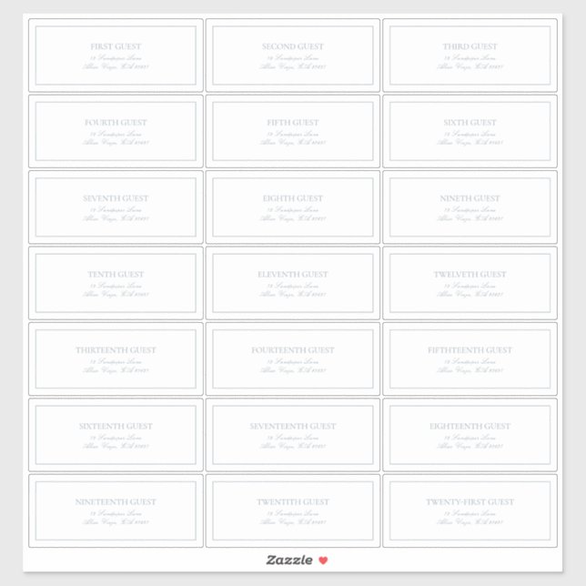 Elegant Dusty Blue Classic Script Guest Address Aufkleber (Blatt)