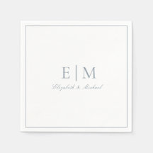 Elegant Dusty Blue Classic Script Monogram Wedding