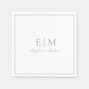 Elegant Dusty Blue Classic Script Monogram Wedding Serviette