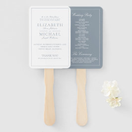 Elegant Dusty Blue Classic Script Wedding Program Fächer