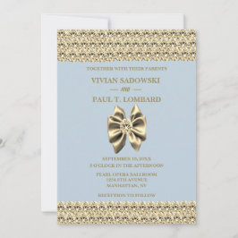 Elegant Dusty Blue Diamond & Gold Wedding Einladung
