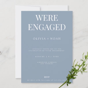 Elégant Dusty Blue Engagement Party Invitation