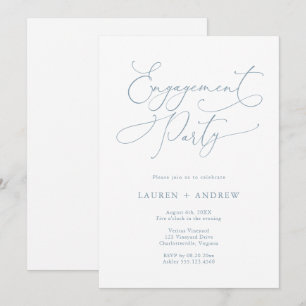 Elégant Dusty Blue Engagement Party Invitation