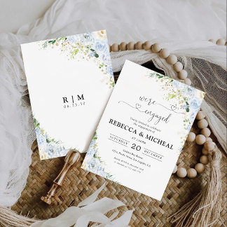 Elegant Dusty Blue Engagement Party Invitation Einladung