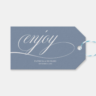 Elegant Dusty Blue Enjoy Gastgeschenk Hochzeit Tag Geschenkanhänger