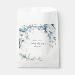 Elegant Dusty Blue Floral Baby Shower Geschenktütchen