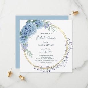 Elegant Dusty Blue Floral Bridal Dusche Einladung