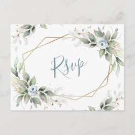 Elegant Dusty Blue Floral Greenery UAWG Postkarte
