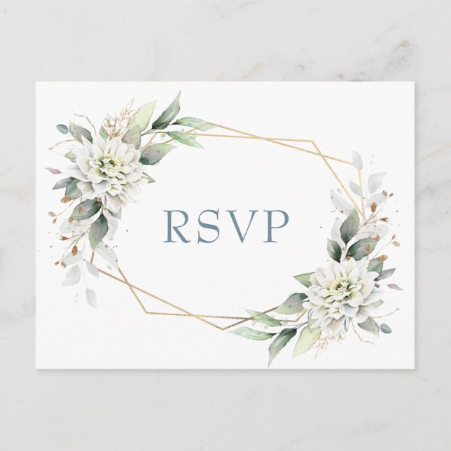 Elegant Dusty Blue Floral Greenery UAWG Postkarte (Vorderseite)