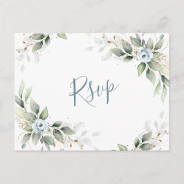 Elegant Dusty Blue Floral Greenery UAWG Postkarte